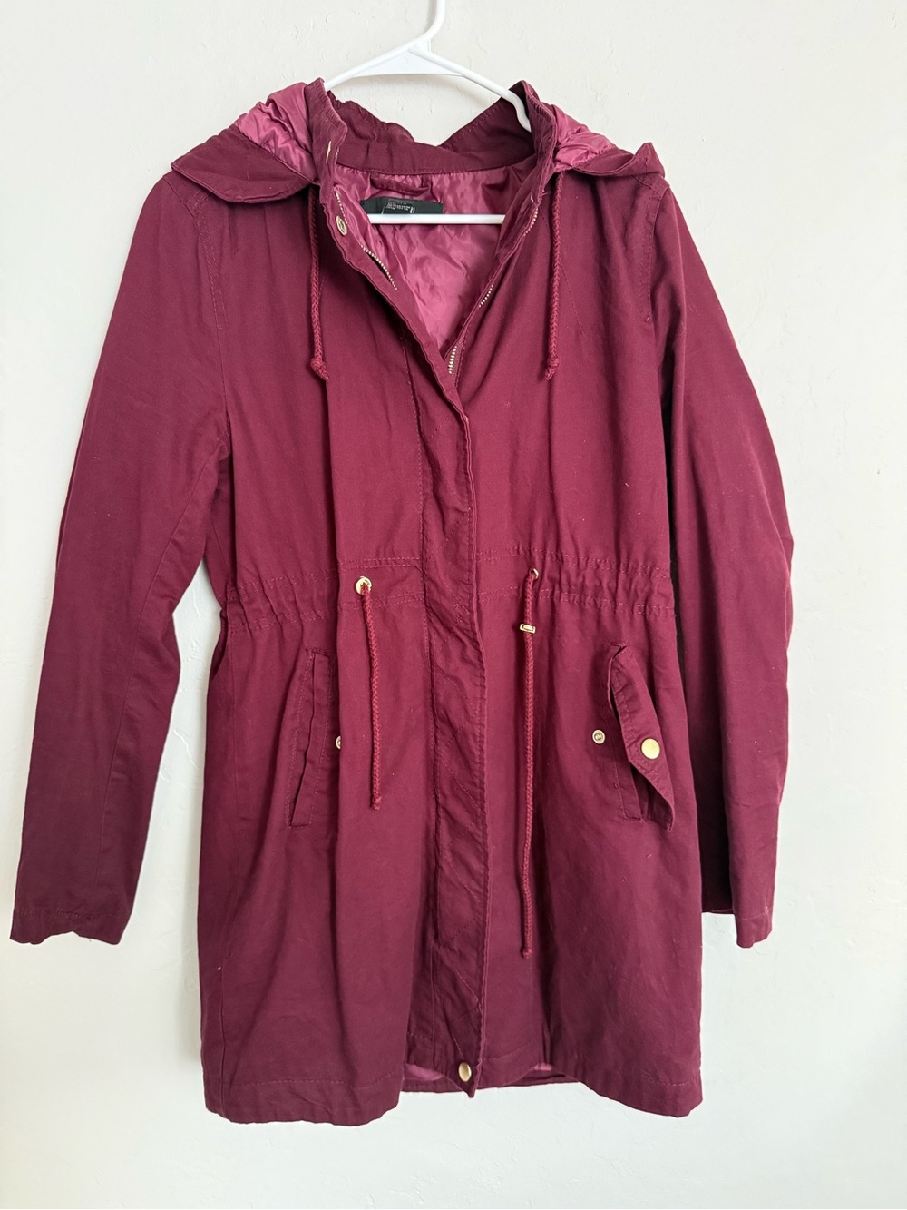 Forever 21 Burgundy Hooded Utility Jacket